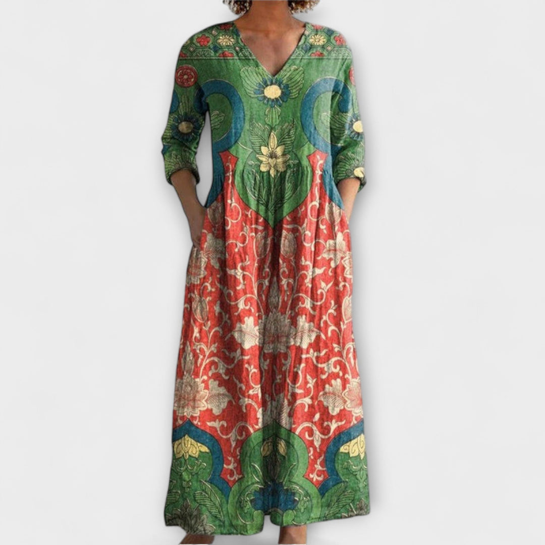 Celestine - Maxikleed met Vintage Bloemenpatroon