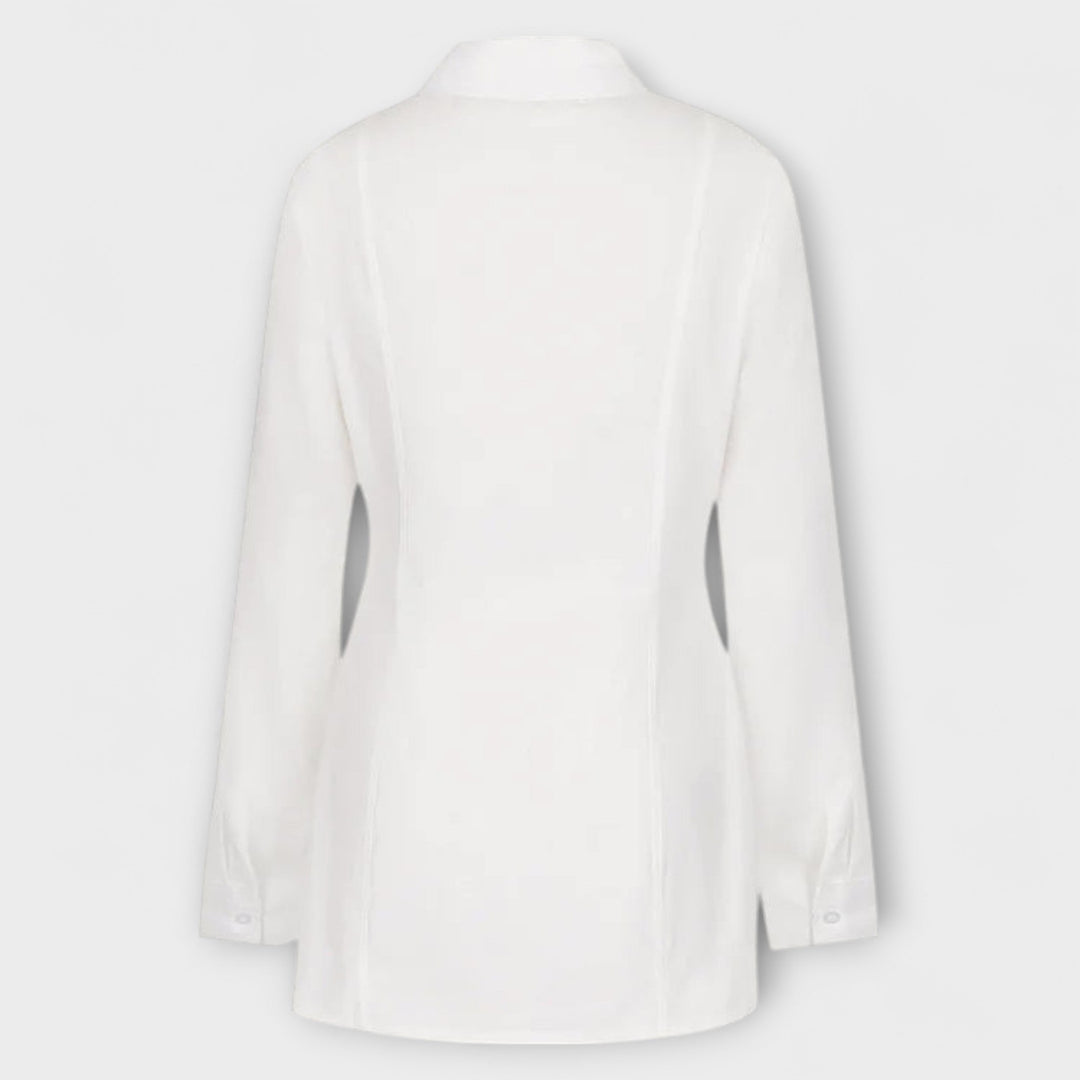 Indie - Lange mouw witte plissé jurk