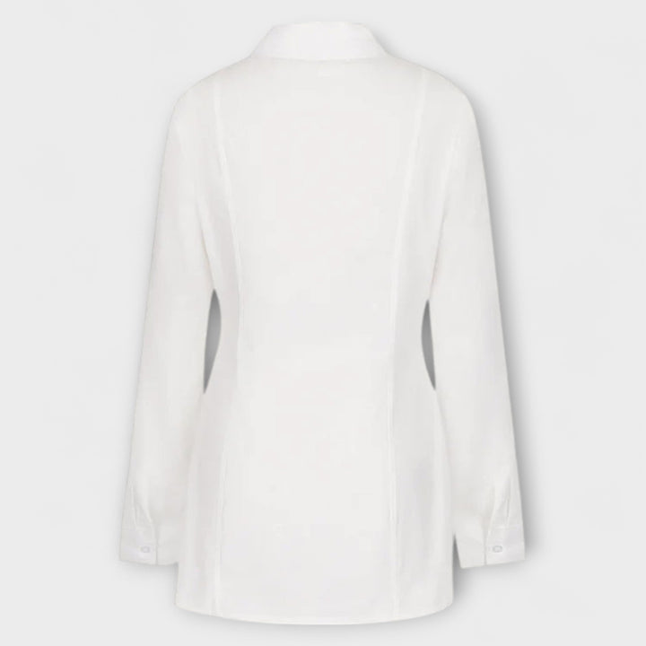 Indie - Lange mouw witte plissé jurk