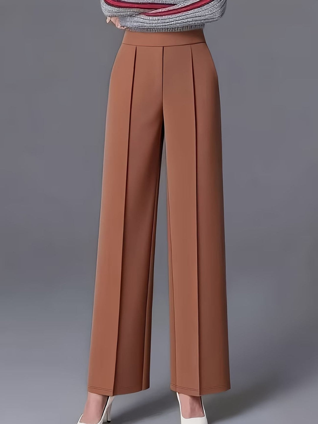 Elvire | Broek met hoge taille, wijde pijpen en naaddetail voor dames