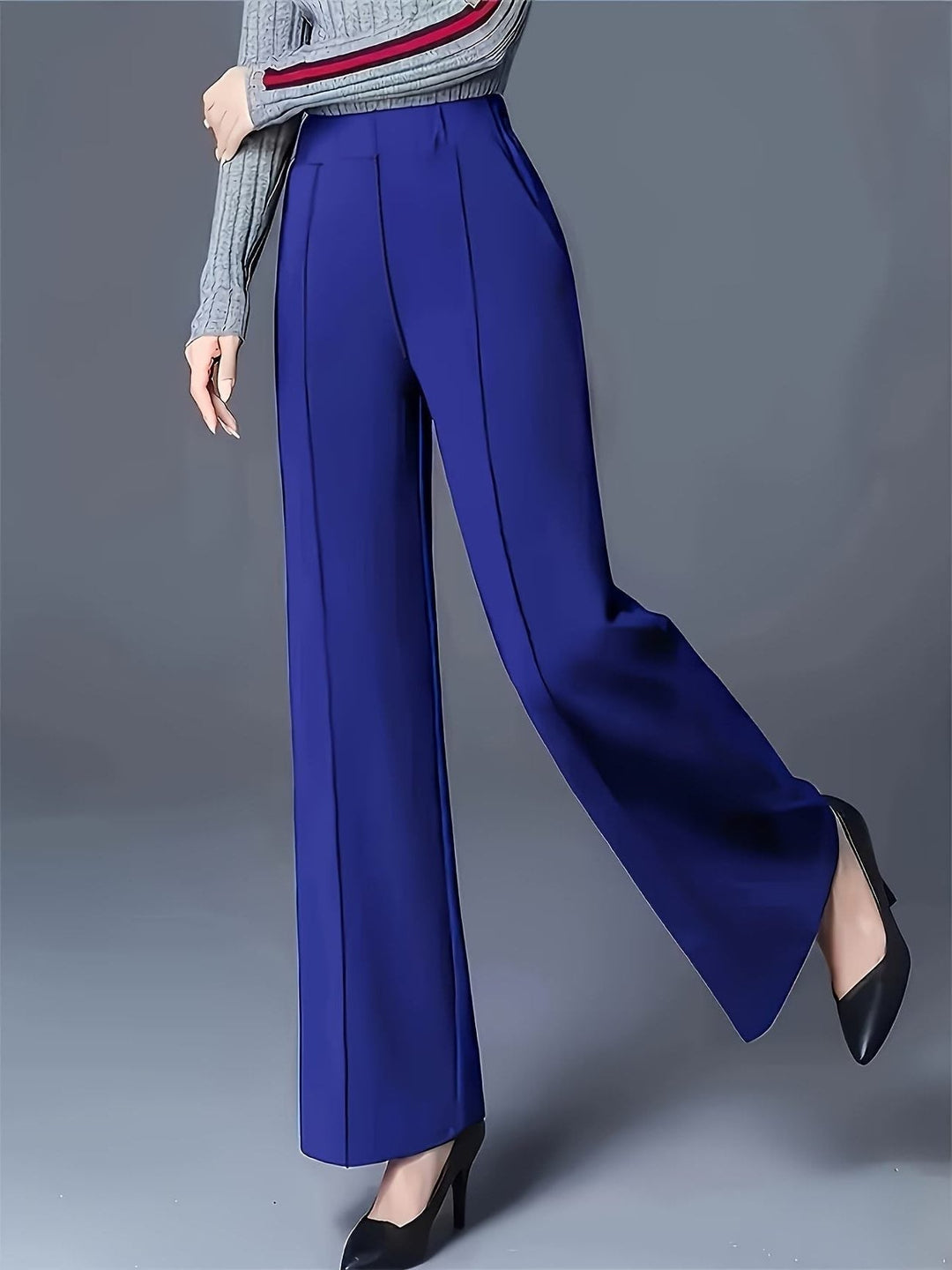Elvire | Broek met hoge taille, wijde pijpen en naaddetail voor dames