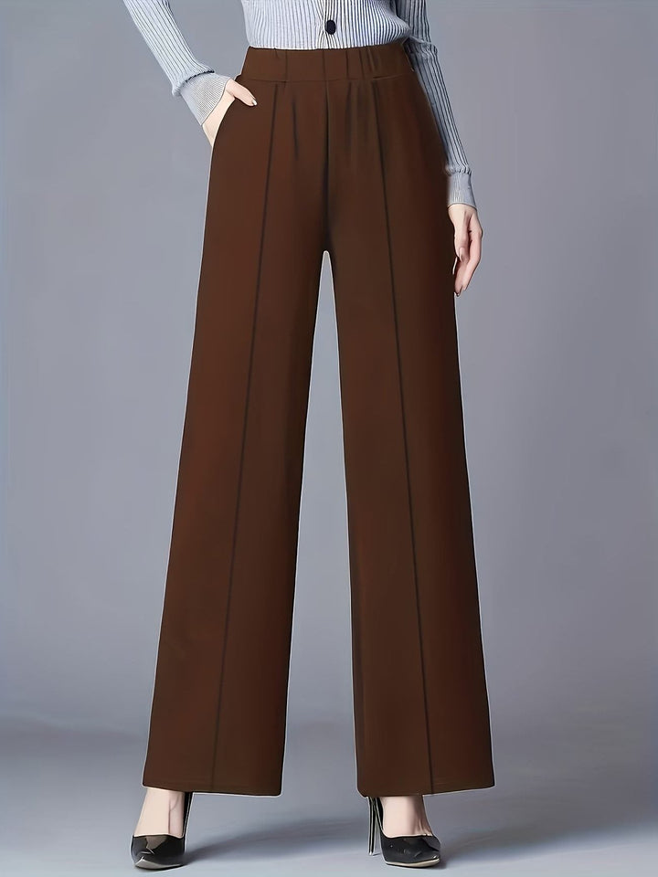 Elvire | Broek met hoge taille, wijde pijpen en naaddetail voor dames