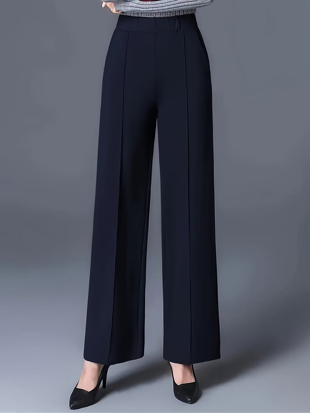 Elvire | Broek met hoge taille, wijde pijpen en naaddetail voor dames