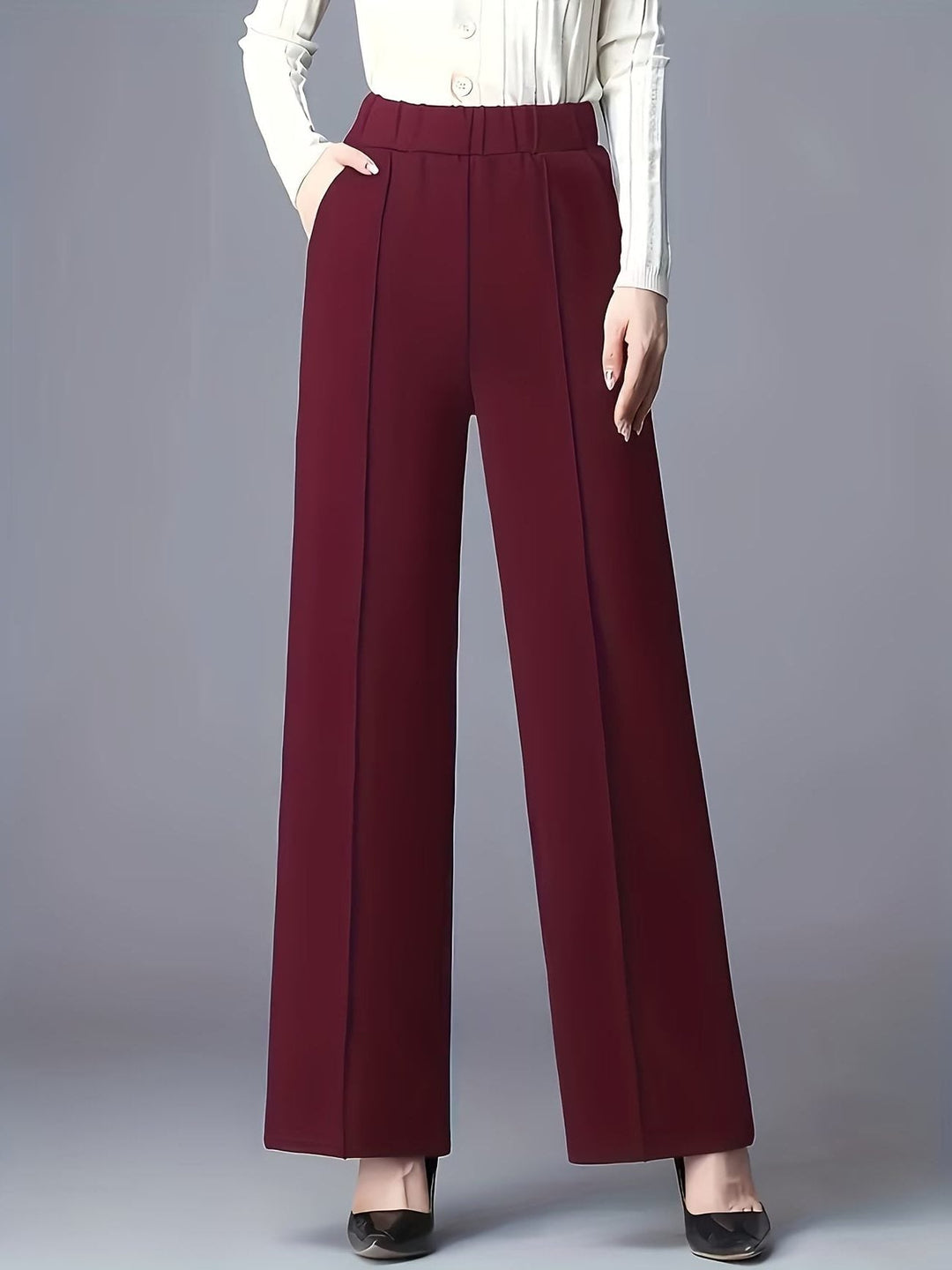 Elvire | Broek met hoge taille, wijde pijpen en naaddetail voor dames