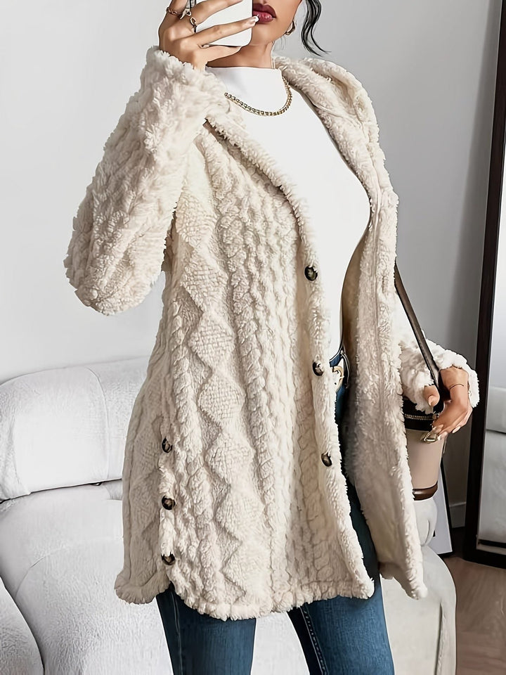 Erin | Oversized fleece cardigan met kap en knopen voor dames