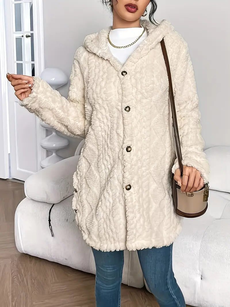 Erin | Oversized fleece cardigan met kap en knopen voor dames