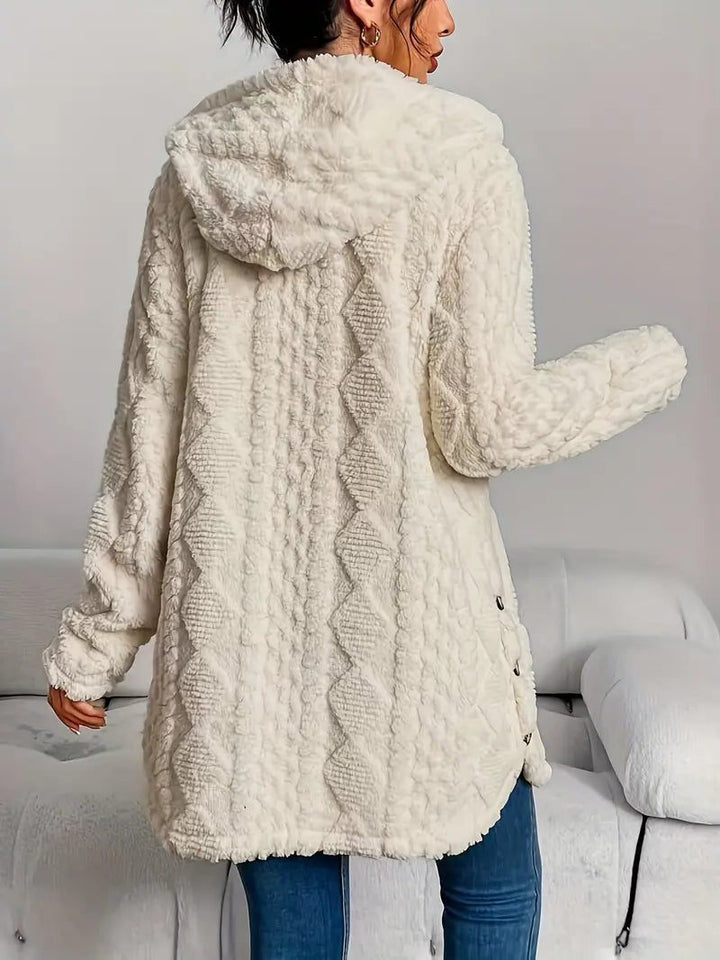 Erin | Oversized fleece cardigan met kap en knopen voor dames