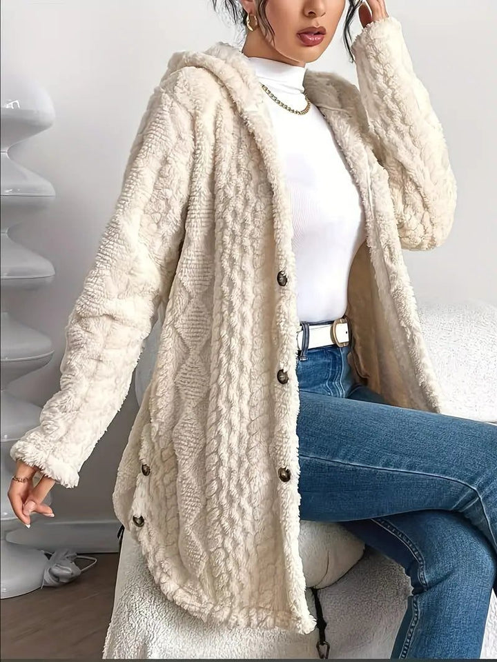 Erin | Oversized fleece cardigan met kap en knopen voor dames