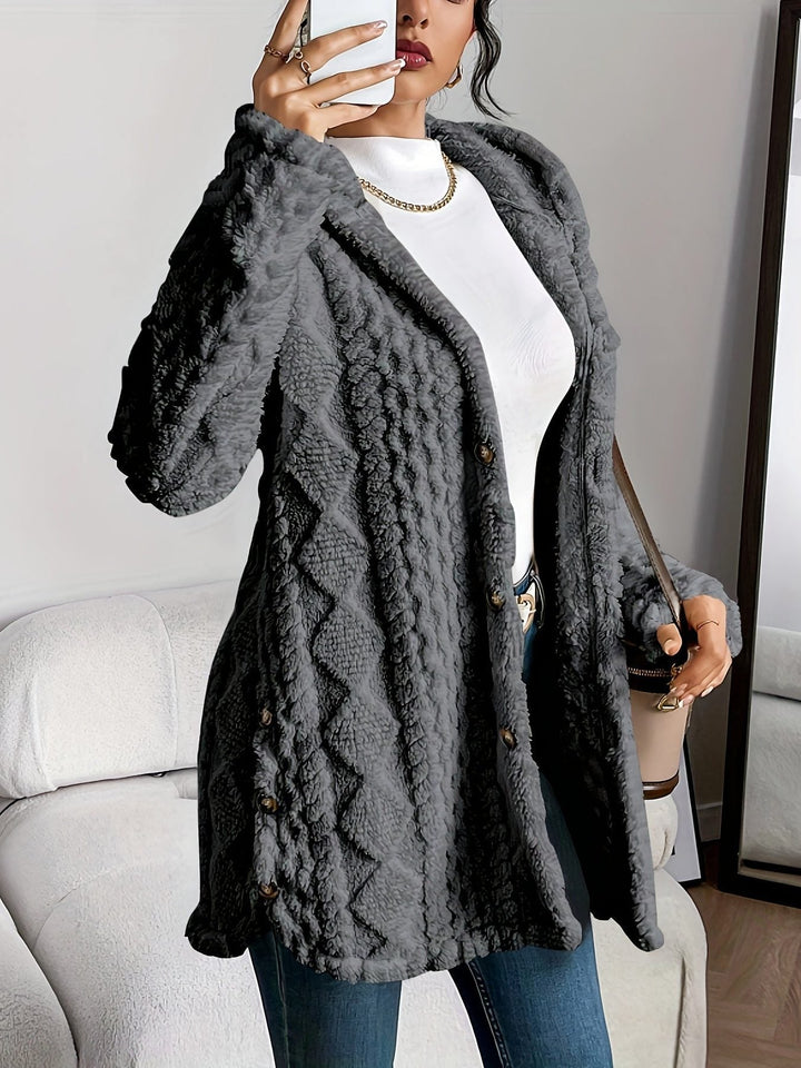 Erin | Oversized fleece cardigan met kap en knopen voor dames