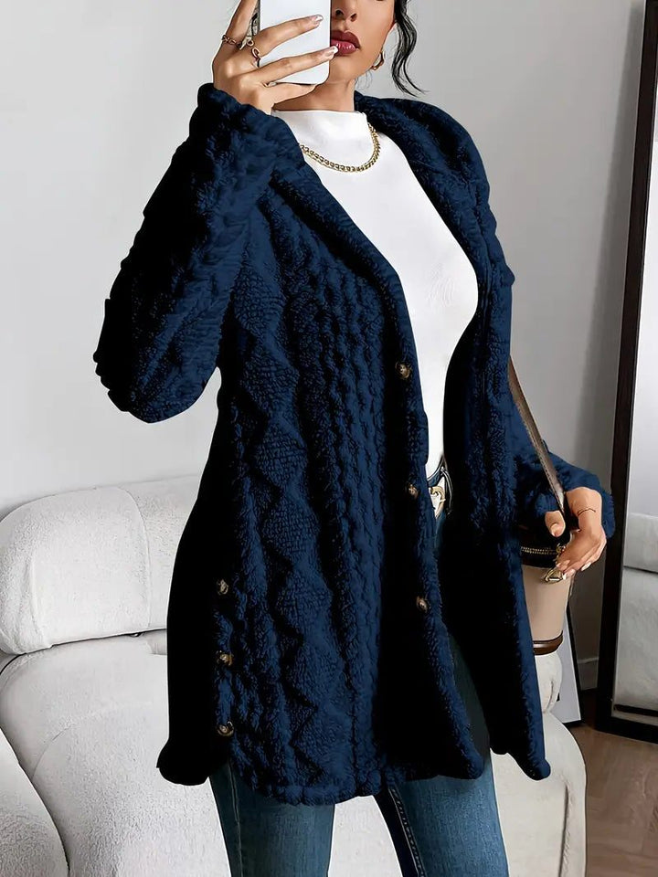 Erin | Oversized fleece cardigan met kap en knopen voor dames