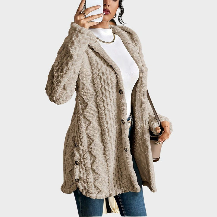 Erin | Oversized fleece cardigan met kap en knopen voor dames