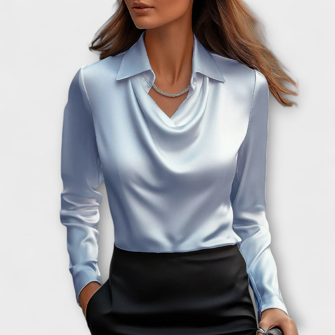Meli - Glanzende Blouse met Geraffineerde Kraag
