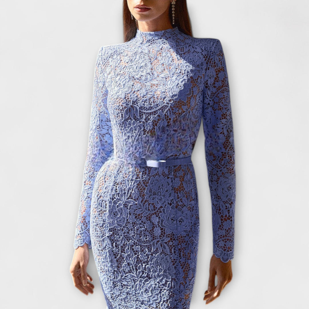 Freya - Elegante Midi-Jurk van Bloemenkant