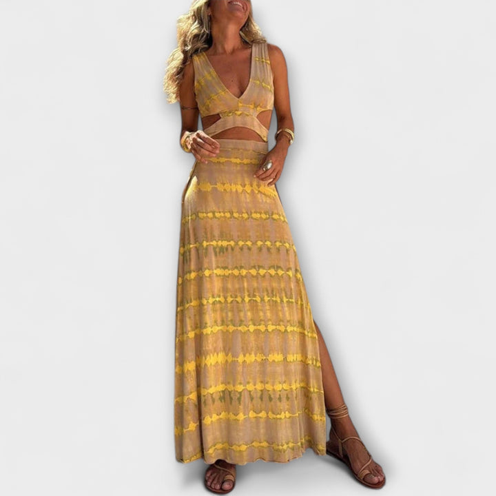 Ella - Eleanor Tie-Dye Cutout Schlitz Stretchjurk