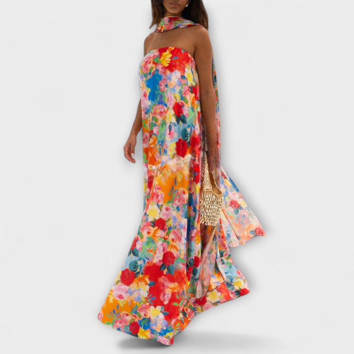 Harlow - Off-Shoulder Bloemen Maxi-Jurk