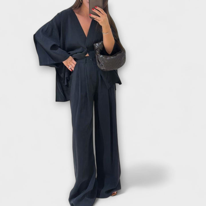 Jacqueline - Casual V-hals Top en Broek Duo