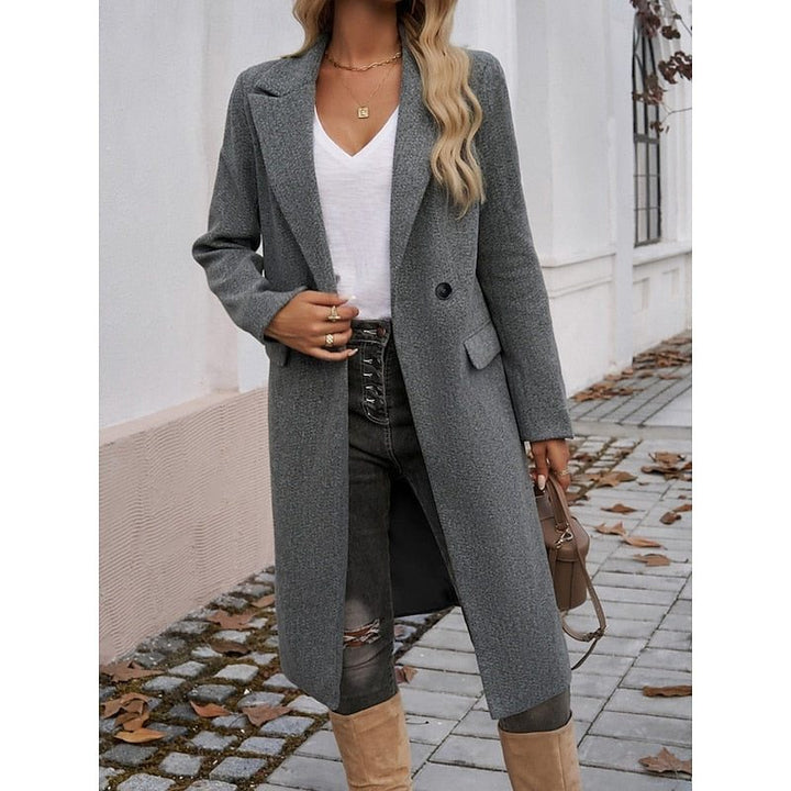 Fiona | Lange wollen blazer met één knoop voor dames