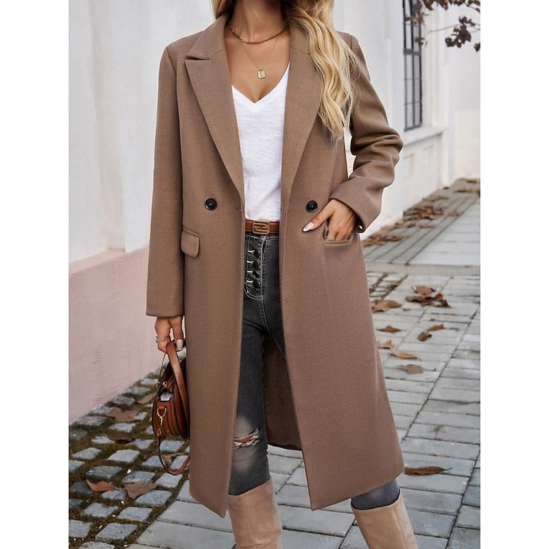 Fiona | Lange wollen blazer met één knoop voor dames