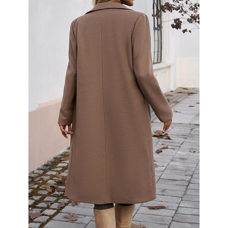 Fiona | Lange wollen blazer met één knoop voor dames