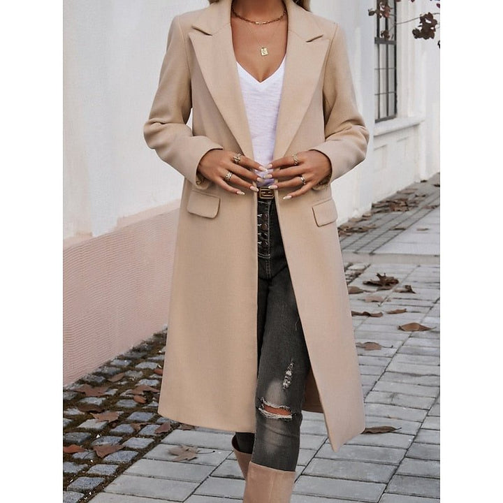 Fiona | Lange wollen blazer met één knoop voor dames