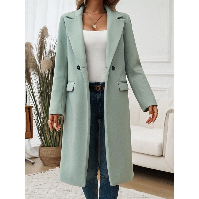 Fiona | Lange wollen blazer met één knoop voor dames