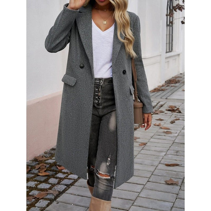 Fiona | Lange wollen blazer met één knoop voor dames