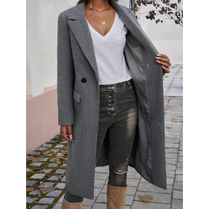 Fiona | Lange wollen blazer met één knoop voor dames