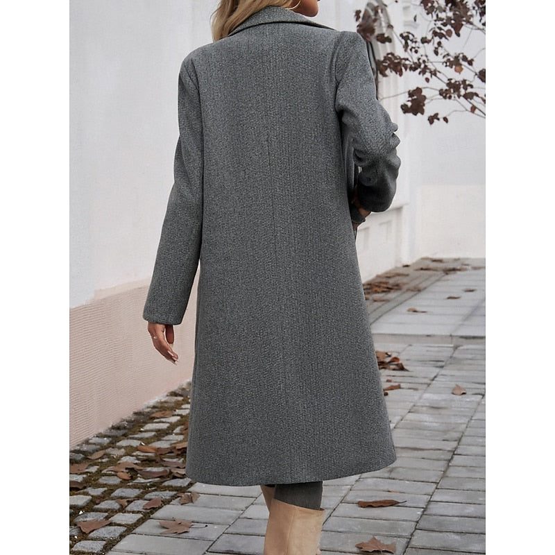 Fiona | Lange wollen blazer met één knoop voor dames