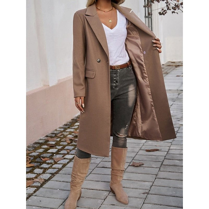 Fiona | Lange wollen blazer met één knoop voor dames