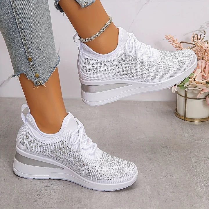 Fleur | Sneakers met strass en veters voor dames