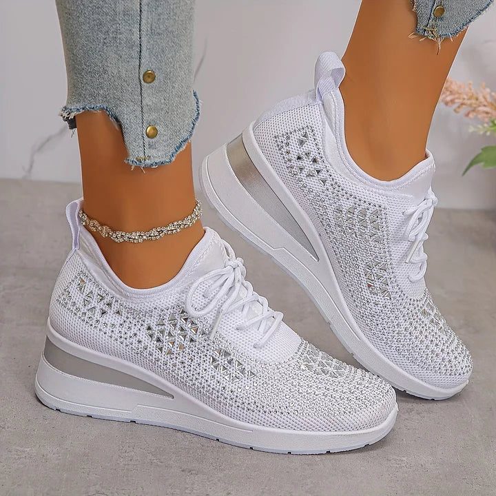 Fleur | Sneakers met strass en veters voor dames