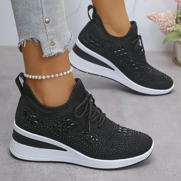 Fleur | Sneakers met strass en veters voor dames