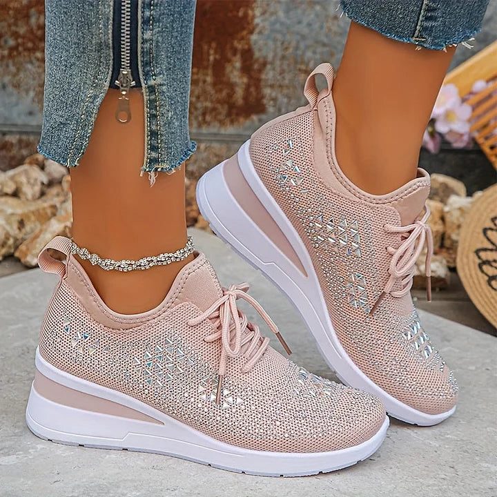 Fleur | Sneakers met strass en veters voor dames