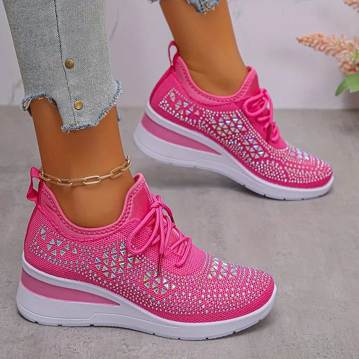 Fleur | Sneakers met strass en veters voor dames