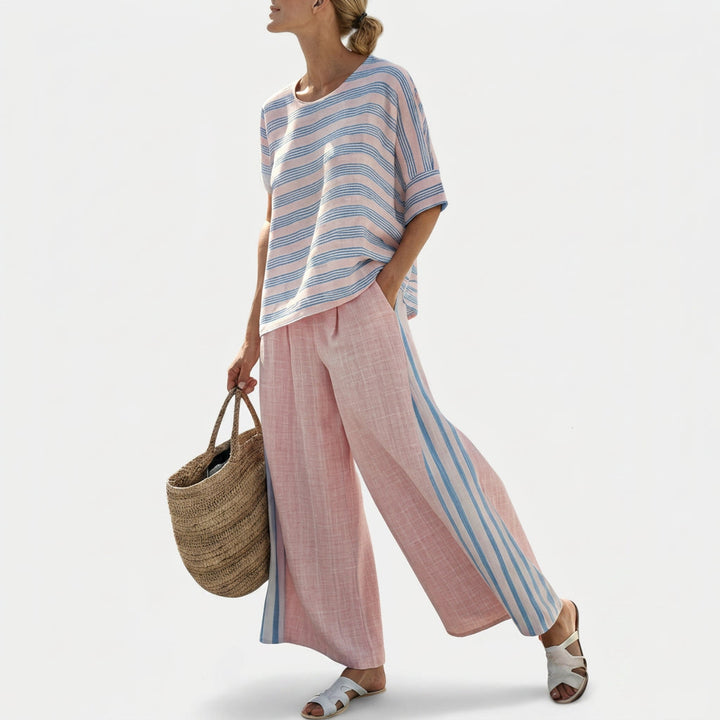 Cecília - Set van Bamboe-Linnen in Roze