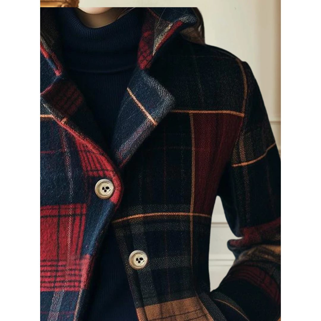 Frida | Geruite wollen blazer met reverskraag voor dames