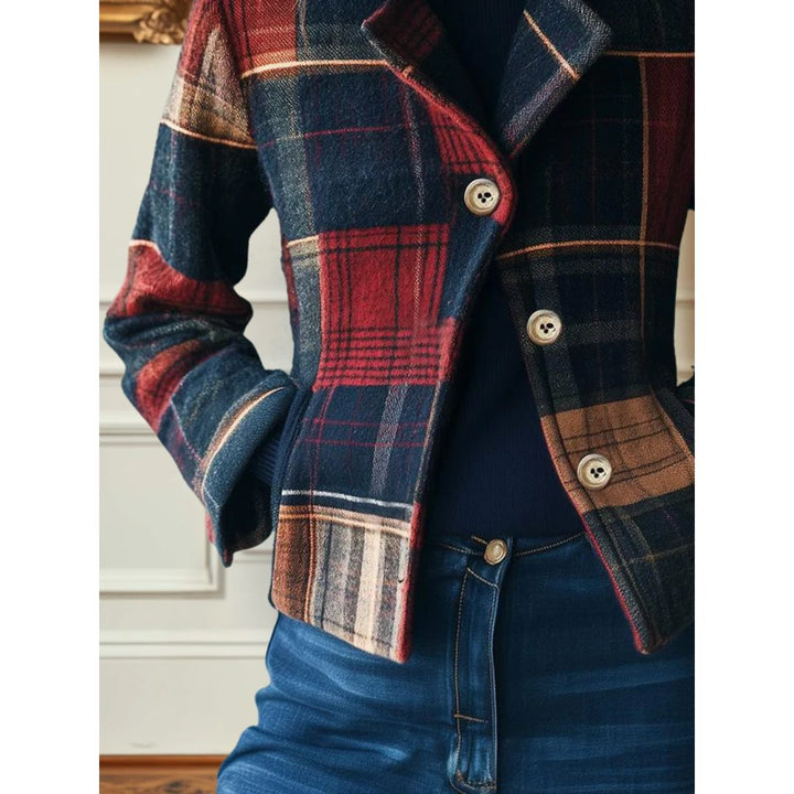 Frida | Geruite wollen blazer met reverskraag voor dames