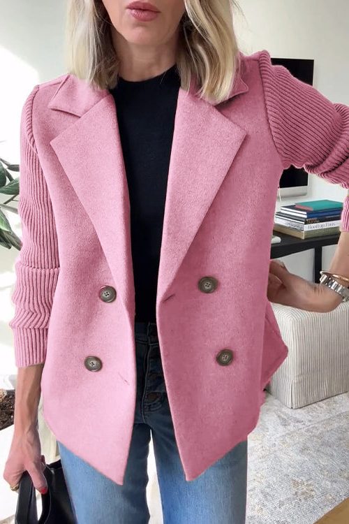 Gwyneira | Double-breasted blazer met gebreide mouwen voor dames