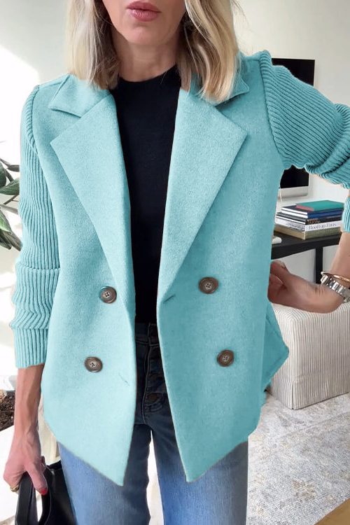 Gwyneira | Double-breasted blazer met gebreide mouwen voor dames
