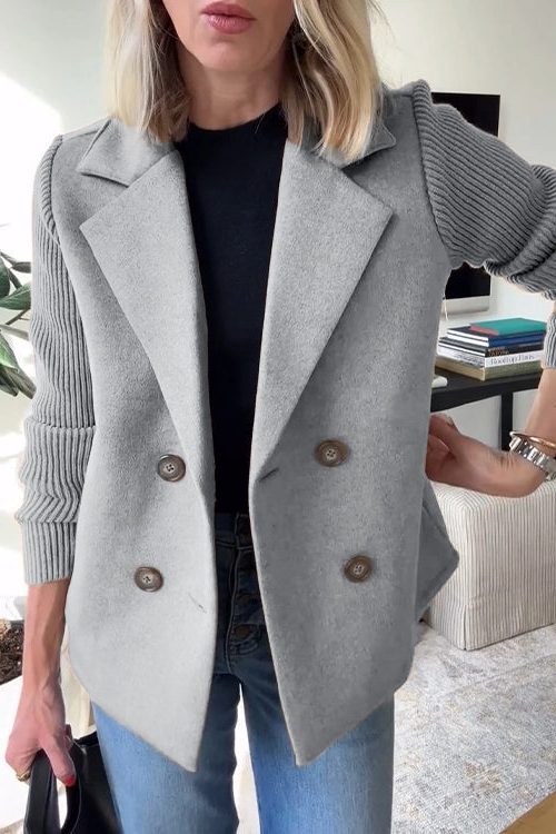 Gwyneira | Double-breasted blazer met gebreide mouwen voor dames