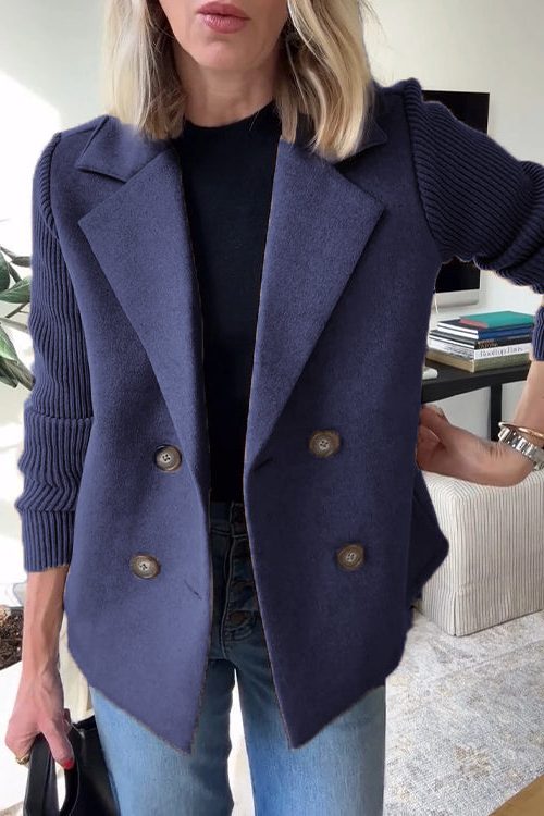 Gwyneira | Double-breasted blazer met gebreide mouwen voor dames