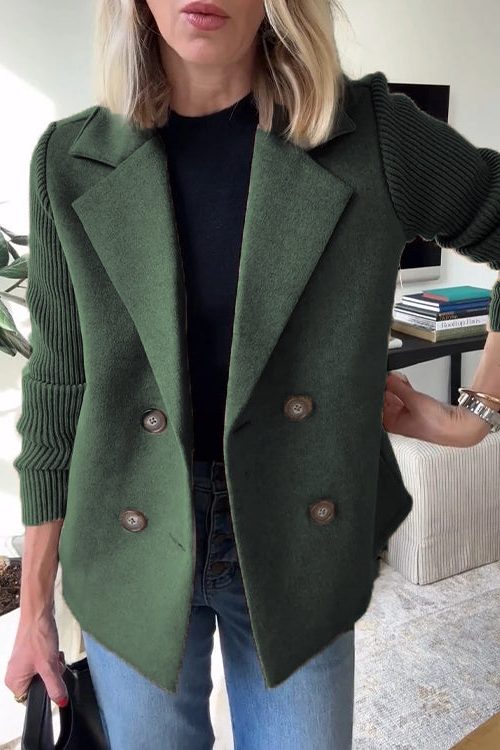 Gwyneira | Double-breasted blazer met gebreide mouwen voor dames