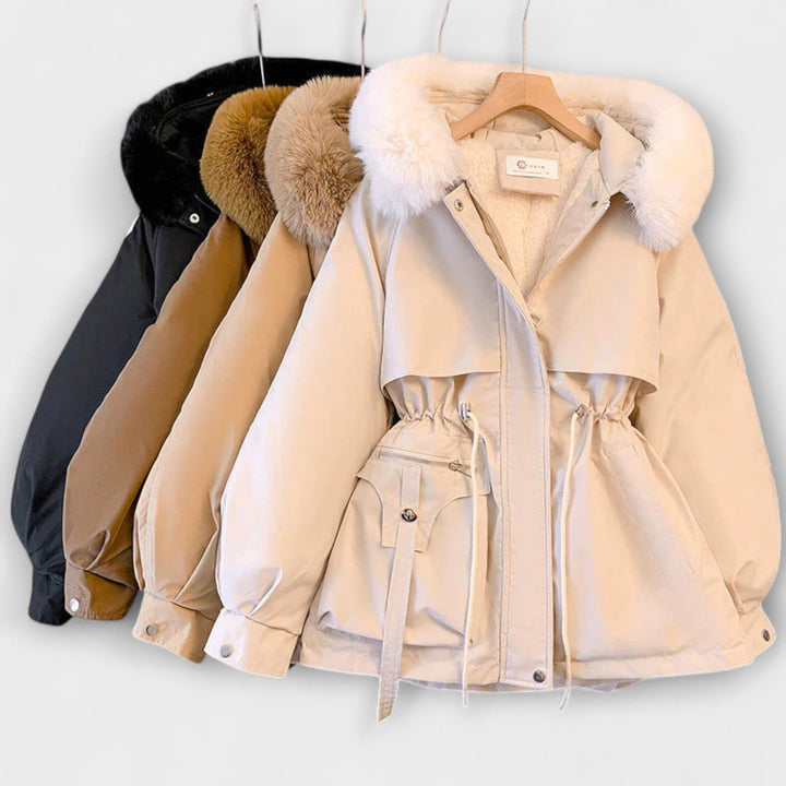 Bela - Elegante Winterjas Brévine met Bontkraag