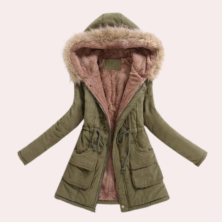 Hannah | Parka met kap, imitatiebont en fleecevoering voor dames