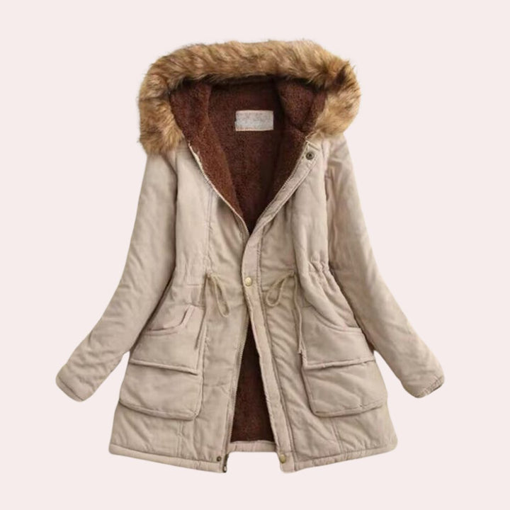 Hannah | Parka met kap, imitatiebont en fleecevoering voor dames