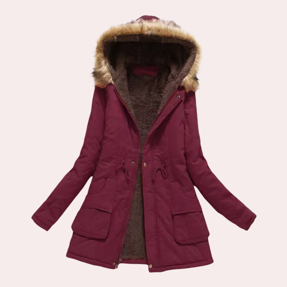 Hannah | Parka met kap, imitatiebont en fleecevoering voor dames