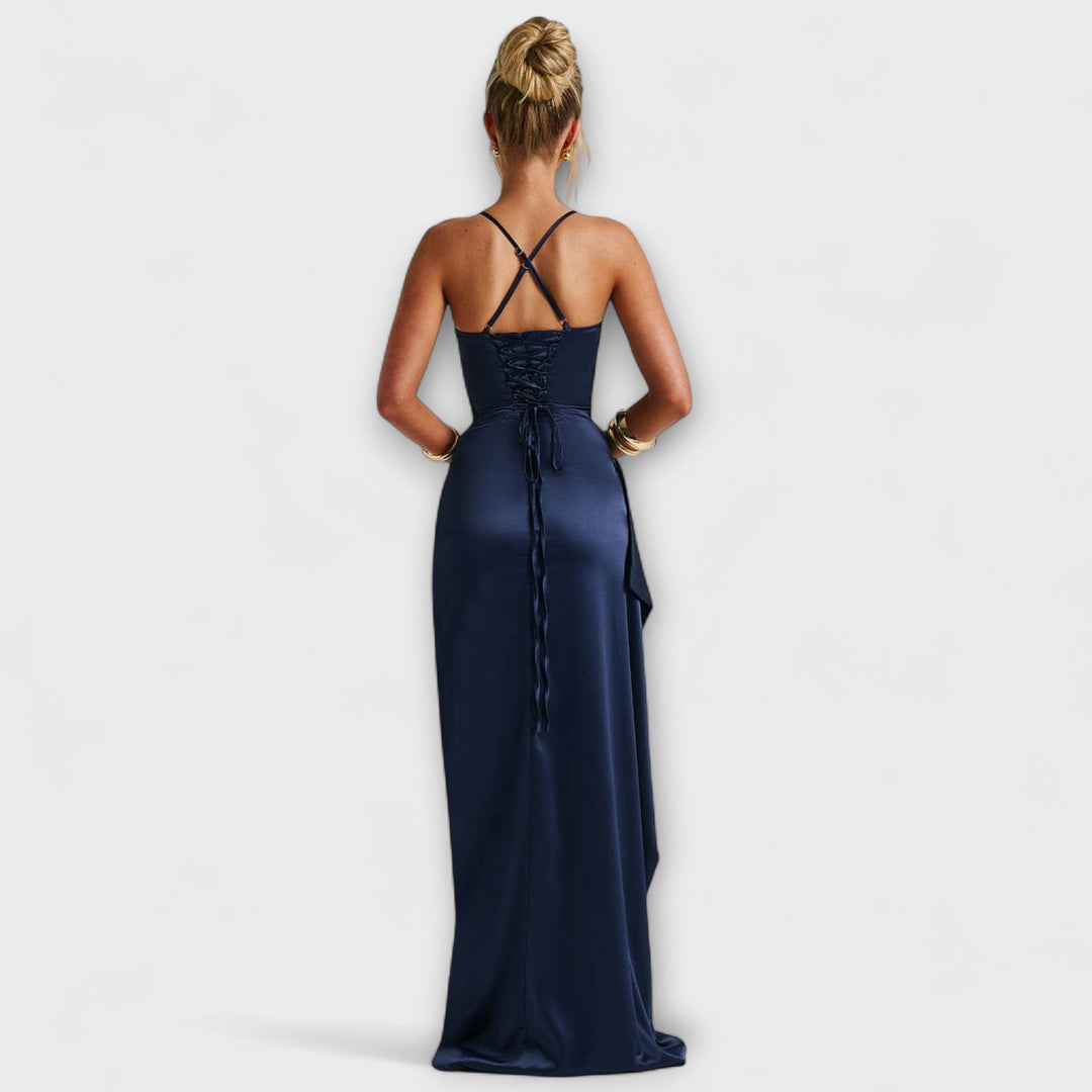 Krissi - Marineblauw Maxikleed