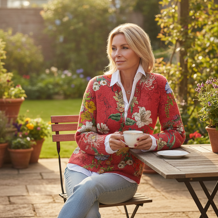 Lena | Cardigan met knopen en bloemenprint voor dames