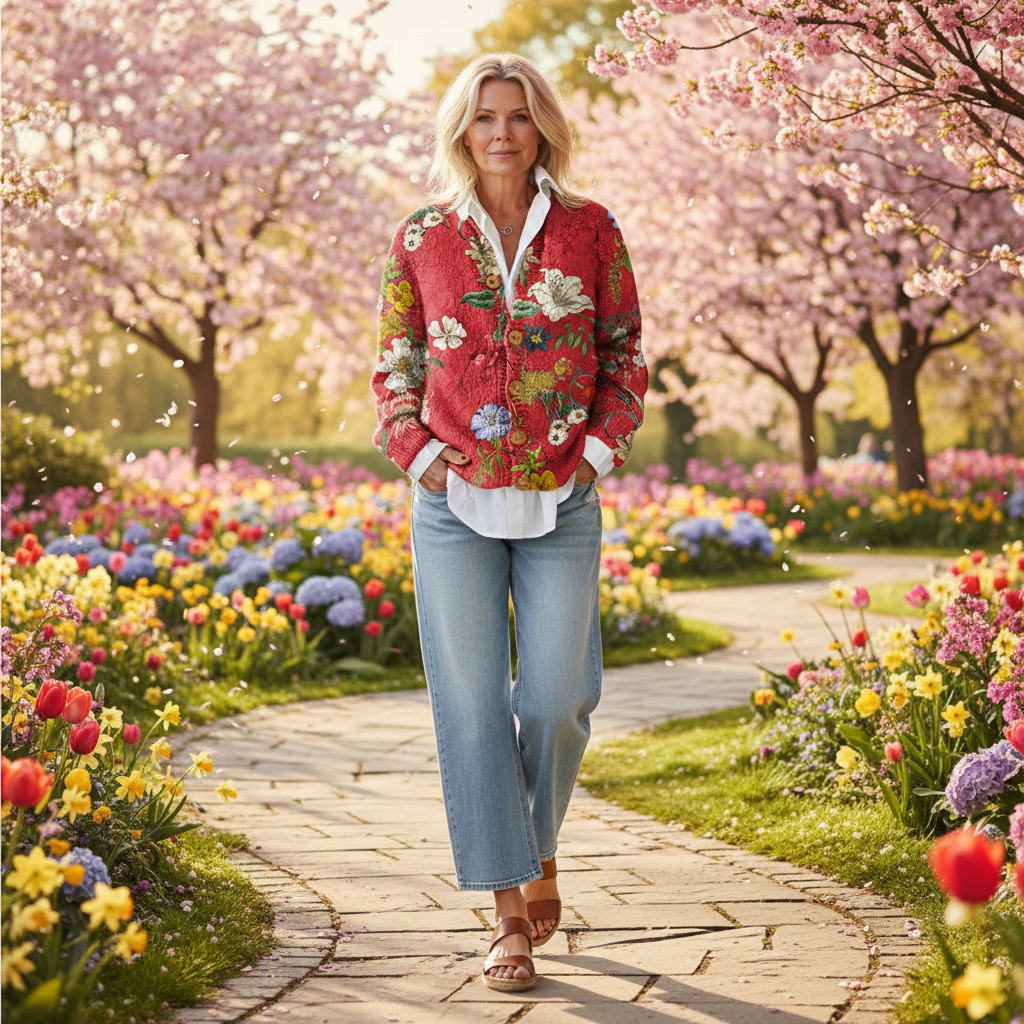 Lena | Cardigan met knopen en bloemenprint voor dames