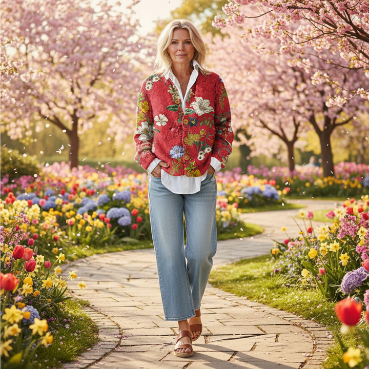 Lena | Cardigan met knopen en bloemenprint voor dames